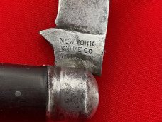 Vintage NEW YORK KNIFE CO Model No.142 Hawkbill Pruner Folding Pocket Knife Redwood c.1856-1931