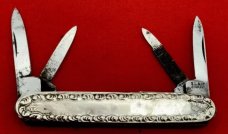 Vintage S.L. & CO. GERMANY 4-Blade Sterling Silver ornamental Shadow Pen Folding Pocket Knife