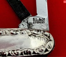 Vintage S.L. & CO. GERMANY 4-Blade Sterling Silver ornamental Shadow Pen Folding Pocket Knife