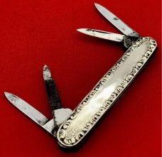 Vintage S.L. & CO. GERMANY 4-Blade Sterling Silver ornamental Shadow Pen Folding Pocket Knife