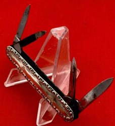 Vintage S.L. & CO. GERMANY 4-Blade Sterling Silver ornamental Shadow Pen Folding Pocket Knife
