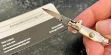 Miniature Switchblade Knife, Made In Italy, Vertical INOX, Older Style, Mother Of Pearl Handle 