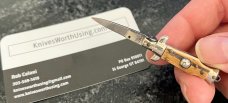 Miniature Switchblade Knife, Made In Italy, Old INOX over ITALY Mark, Older Style, Stag Handle 