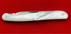 Vintage EMPIRE WINSTED CT 2-Blade Serpentine Pen Folding Pocket Knife c.1856-1930 Blade Etch MOP