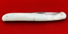 Vintage EMPIRE WINSTED CT 2-Blade Serpentine Pen Folding Pocket Knife c.1856-1930 Blade Etch MOP