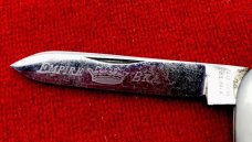 Vintage EMPIRE WINSTED CT 2-Blade Serpentine Pen Folding Pocket Knife c.1856-1930 Blade Etch MOP