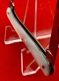 Vintage EMPIRE WINSTED CT 2-Blade Serpentine Pen Folding Pocket Knife c.1856-1930 Blade Etch MOP