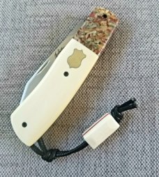 Vincenzo Balistreri Elephant Ivory Native  slipjoint,4"..coa..slip..rwl34..filework..lanyard..bead