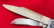 Fight’n Rooster Gold Plated 3-Blade Premium Stock Pocket Knife “White Roses” #176 of 400 MINT