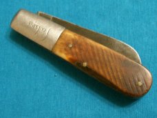 VINTAGE SAWCUT BONE SABRE JAPAN 1 ULSTER BARLOW FOLDING BAREHEAD POCKET KNIFE KNIVES OLD