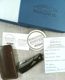 Birdvis Hitchcock...Westinghouse Rag Micarta  scales..Cpm154..3 5/8"..dob 4/2021.New...box..coa..sli