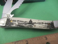 Case XX Bone Handle Fish Knife with Fishing Scene Etch in Handle Pattern # Error 320094F SS