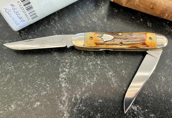 Great Eastern Cutlery #538208 Muskrat, Burnt Stag Handle, Stainless Steel Blades, New (GEC 53) Great Eastern Cutlery #538208 Muskrat, Burnt Stag Handle, Stainless Steel Blades, New (GEC 53)