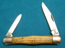 VINTAGE QUEEN STAINLESS 1940'S BONE HANDLE SWELL CENTER FOLDING PEN JACK POCKET KNIFE KNIVES OLD