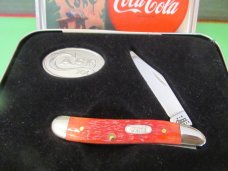 Case XX 2002 Red Bone Single Blade Peanut in a Coca-Cola Tin Pattern # 6120 SS