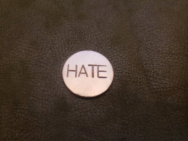 Handmade love / hate solid copper decision coin token