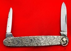 Vintage NEW YORK KNIFE CO #2897 Decorative Twist Ring Shadow Pen Pocket Knife c.1882-1931 **RARE**