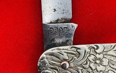Vintage NEW YORK KNIFE CO #2897 Decorative Twist Ring Shadow Pen Pocket Knife c.1882-1931 **RARE**