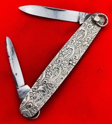 Vintage NEW YORK KNIFE CO #2897 Decorative Twist Ring Shadow Pen Pocket Knife c.1882-1931 **RARE**