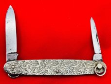 Vintage NEW YORK KNIFE CO #2897 Decorative Twist Ring Shadow Pen Pocket Knife c.1882-1931 **RARE**