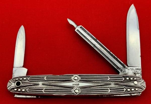 Vintage SMALL BROS INC GERMANY 3-Blade Shadow Pen Folding Pocket Knife - Sterling Silver - Intricate Vintage SMALL BROS INC GERMANY 3-Blade Shadow Pen Folding Pocket Knife - Sterling Silver - Intricate