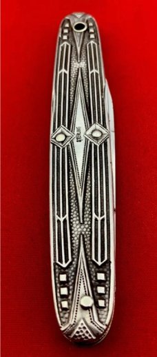 Vintage SMALL BROS INC GERMANY 3-Blade Shadow Pen Folding Pocket Knife - Sterling Silver - Intricate