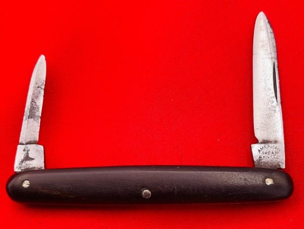 Vintage **RARE** AMERICAN SHEAR & KNIFE Equal End Shadow Pen Folding Pocket Knife c.1870-1914 Ebony Vintage **RARE** AMERICAN SHEAR & KNIFE Equal End Shadow Pen Folding Pocket Knife c.1870-1914 Ebony