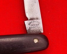  Vintage **RARE** AMERICAN SHEAR & KNIFE Equal End Shadow Pen Folding Pocket Knife c.1870-1914 Ebony