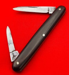  Vintage **RARE** AMERICAN SHEAR & KNIFE Equal End Shadow Pen Folding Pocket Knife c.1870-1914 Ebony