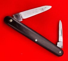  Vintage **RARE** AMERICAN SHEAR & KNIFE Equal End Shadow Pen Folding Pocket Knife c.1870-1914 Ebony
