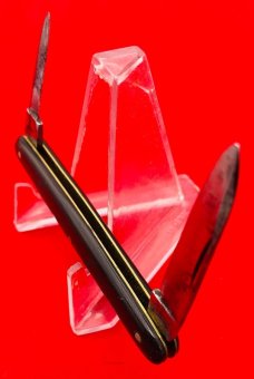  Vintage **RARE** AMERICAN SHEAR & KNIFE Equal End Shadow Pen Folding Pocket Knife c.1870-1914 Ebony
