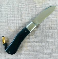 Vincenzo Balistreri Black Micarta Dogleg..3.5" .Damascus..lanyard pin..bead.filework.fluted bolsters