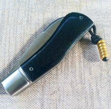 Vincenzo Balistreri Black Micarta Dogleg..3.5" .Damascus..lanyard pin..bead.filework.fluted bolsters