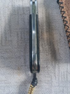 Vincenzo Balistreri Black Micarta Dogleg..3.5" .Damascus..lanyard pin..bead.filework.fluted bolsters