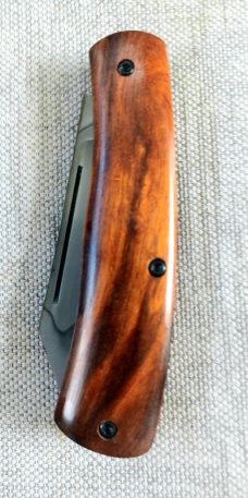 LaRock Custom Native Knife, Desert  ironwood scales, screws no pins, 4" closed w/Hamon, W2, boxed