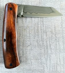 LaRock Custom Native Knife, Desert  ironwood scales, screws no pins, 4" closed w/Hamon, W2, boxed