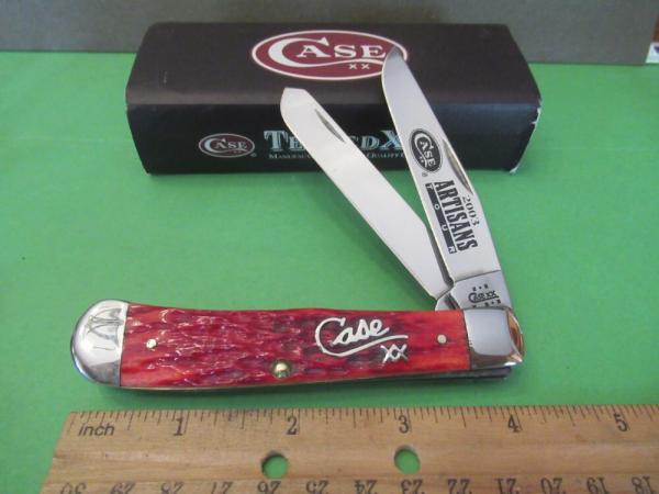 Case XX 2003 Red Bone Silver Script Artisan Tour Trapper Pattern # 6254 SS Case XX 2003 Red Bone Silver Script Artisan Tour Trapper Pattern # 6254 SS