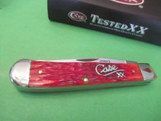 Case XX  2003  Red Bone Silver Script Artisan Tour Trapper Pattern # 6254 SS