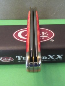 Case XX  2003  Red Bone Silver Script Artisan Tour Trapper Pattern # 6254 SS
