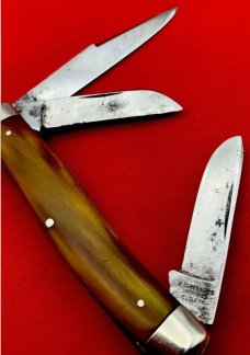 Vintage H BOKER & CO Premium Stockman Folding Pocket Knife c.1899-1920’s Synthetic Horn
