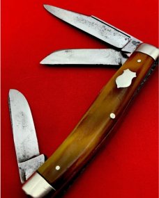 Vintage H BOKER & CO Premium Stockman Folding Pocket Knife c.1899-1920’s Synthetic Horn