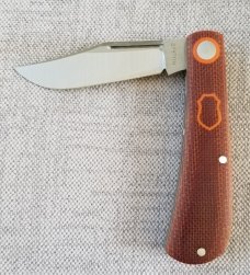 Jeffrey  Mitchell Lanny Shadow,Vintage Canvas Micarta. Orange pivot collar & shield,CPM-154, 3 7/8