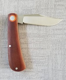 Jeffrey  Mitchell Lanny Shadow,Vintage Canvas Micarta. Orange pivot collar & shield,CPM-154, 3 7/8
