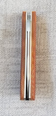 Jeffrey  Mitchell Lanny Shadow,Vintage Canvas Micarta. Orange pivot collar & shield,CPM-154, 3 7/8