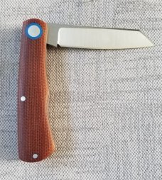 Jeffrey  Mitchell  Native,Vintage Canvas Micarta..Blue pivot collar & skeleton shield.,CPM-154, 3.75