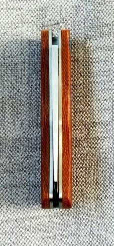 Jeffrey  Mitchell  Native,Vintage Canvas Micarta..Blue pivot collar & skeleton shield.,CPM-154, 3.75