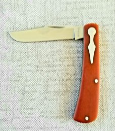 Jeffrey  Mitchell Trapper,Vintage Canvas Micarta..Keyhole pivot and shield.,CPM-154, 3.75".pouch/coa