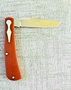Jeffrey  Mitchell Trapper,Vintage Canvas Micarta..Keyhole pivot and shield.,CPM-154, 3.75".pouch/coa