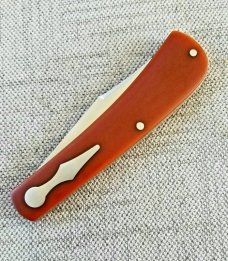 Jeffrey  Mitchell Trapper,Vintage Canvas Micarta..Keyhole pivot and shield.,CPM-154, 3.75".pouch/coa