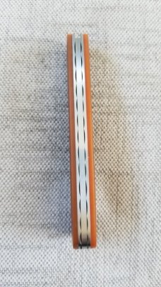 Jeffrey  Mitchell Trapper,Vintage Canvas Micarta..Keyhole pivot and shield.,CPM-154, 3.75".pouch/coa